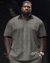 Men's Big & Tall Business Classic Plaid Short Sleeve Shirt Set